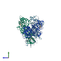 PDB entry 4yzd coloured by chain, side view.