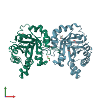 PDB entry 4z0s coloured by chain, front view.