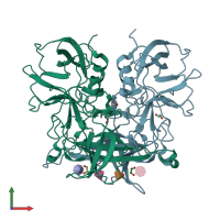 PDB entry 4z4r coloured by chain, front view.