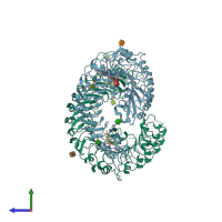 PDB entry 4z5w coloured by chain, side view.