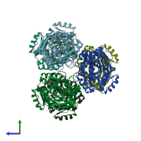 PDB entry 4z7y coloured by chain, side view.
