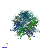 PDB entry 4z91 coloured by chain, side view.