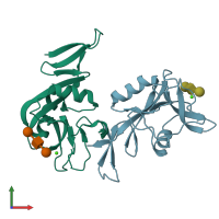 PDB entry 4zet coloured by chain, front view.