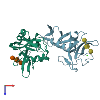 PDB entry 4zet coloured by chain, top view.