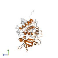 Nitrile hydratase subunit beta in PDB entry 4zgj, assembly 1, side view.