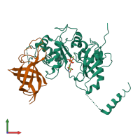 PDB entry 4zgn coloured by chain, front view.