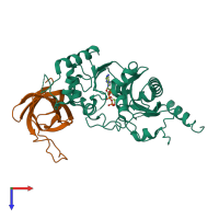 PDB entry 4zgn coloured by chain, top view.