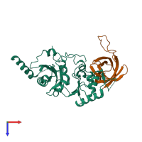 PDB entry 4zgq coloured by chain, top view.