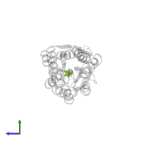 beta-D-ribopyranose in PDB entry 4zjp, assembly 1, side view.