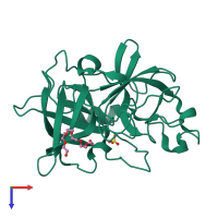 PDB entry 4zkr coloured by chain, top view.