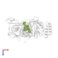 N-[(benzyloxy)carbonyl]-O-carbamimidamido-L-homoseryl-N-{(3S,4S)-3-hydroxy-6-methyl-1-oxo-1-[(2-phenylethyl)amino]heptan-4-yl}-L-valinamide in PDB entry 4zl4, assembly 2, top view.