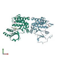 PDB entry 4zlo coloured by chain, front view.