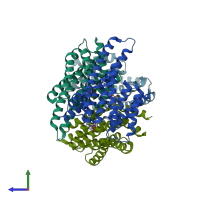 PDB entry 4zq0 coloured by chain, side view.