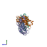 PDB entry 4zs7 coloured by chain, side view.