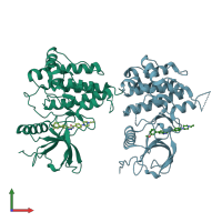 PDB entry 4zsa coloured by chain, front view.