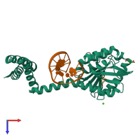 PDB entry 4zsf coloured by chain, top view.