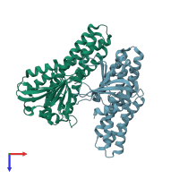 PDB entry 4zsz coloured by chain, top view.