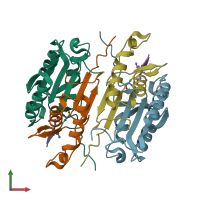 PDB entry 4zvs coloured by chain, front view.