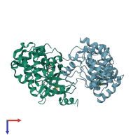 PDB entry 4zy4 coloured by chain, top view.