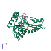 PDB entry 4zyz coloured by chain, top view.