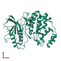 Mitogen-activated protein kinase 1 in PDB entry 4zzm, assembly 1, front view.