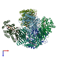 PDB entry 5a02 coloured by chain, top view.