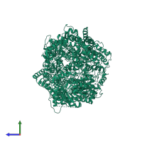 PDB entry 5a22 coloured by chain, side view.