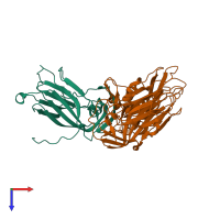 PDB entry 5a32 coloured by chain, top view.