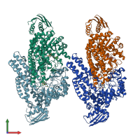 PDB entry 5a6b coloured by chain, front view.