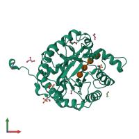 PDB entry 5a8o coloured by chain, front view.