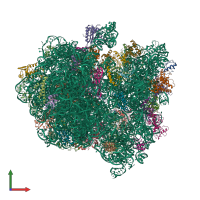 Hetero 55-meric assembly 1 of PDB entry 5a9z coloured by chemically distinct molecules, front view.