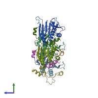 PDB entry 5abv coloured by chain, side view.