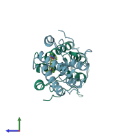 PDB entry 5ad2 coloured by chain, side view.