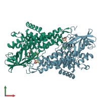 PDB entry 5af7 coloured by chain, front view.