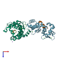 PDB entry 5afp coloured by chain, top view.