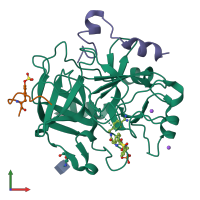 PDB entry 5afz coloured by chain, front view.