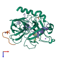 PDB entry 5afz coloured by chain, top view.