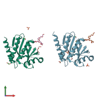 PDB entry 5ail coloured by chain, front view.