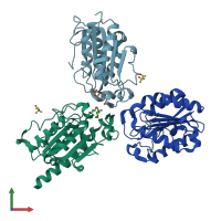 PDB entry 5ajh coloured by chain, front view.