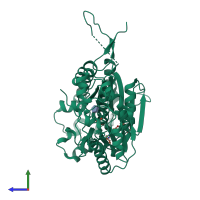 PDB entry 5ajw coloured by chain, side view.