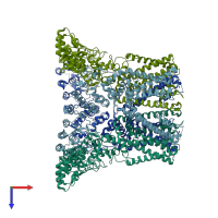 PDB entry 5an8 coloured by chain, top view.