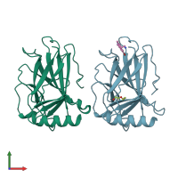 PDB entry 5aoi coloured by chain, front view.