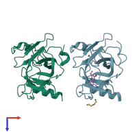 PDB entry 5aoi coloured by chain, top view.