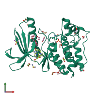 PDB entry 5ap0 coloured by chain, front view.