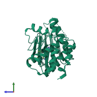 PDB entry 5ap2 coloured by chain, side view.