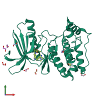 PDB entry 5ap6 coloured by chain, front view.