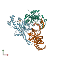 PDB entry 5axn coloured by chain, front view.