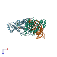 PDB entry 5axn coloured by chain, top view.