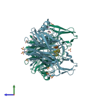 PDB entry 5b0s coloured by chain, side view.