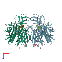 PDB entry 5b0s coloured by chain, top view.